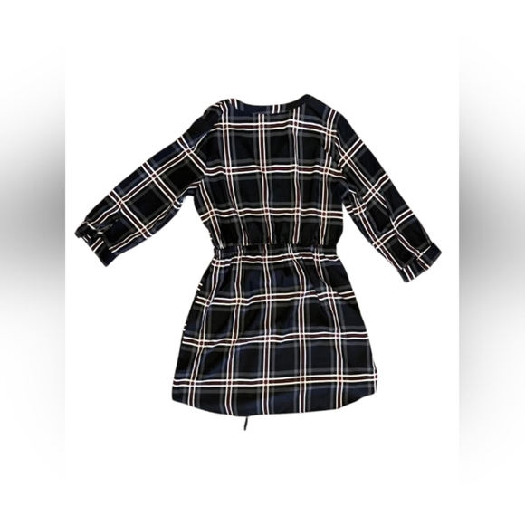 Loft Dress EUC Mini Plaid Black/White/Red 3/4 Sleeve Size Small - Picture 5 of 8